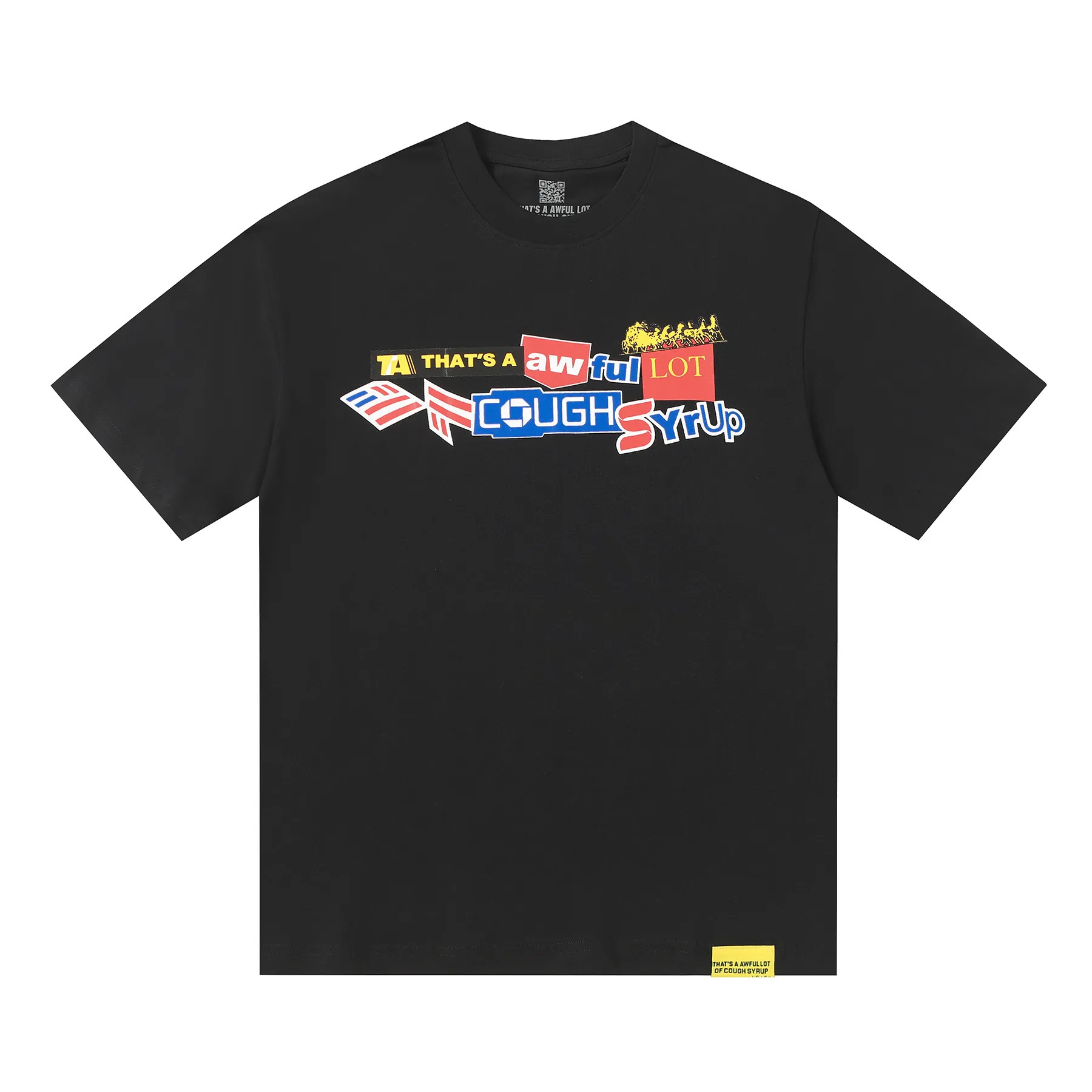#White/Black ｜ THAT'S A AWFUL LOT OF COUGH SYRUP In Stock Real shot American simple trendy brand loose casual T-shirt Fabric (fabric): 32 counts Weight combed double yarn pure cotton Sizes (size): S-M L X L Color (colour):, Black/White